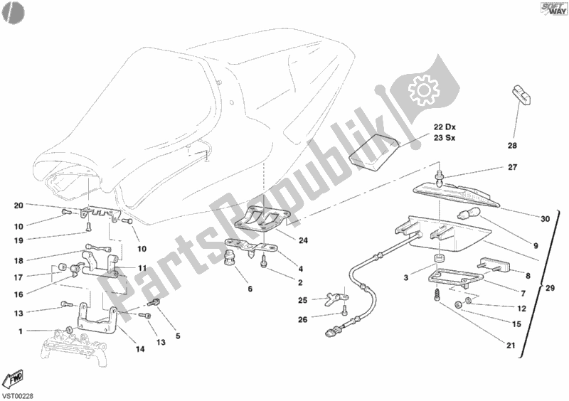 All parts for the Taillight of the Ducati Superbike 998 S Bayliss 2002